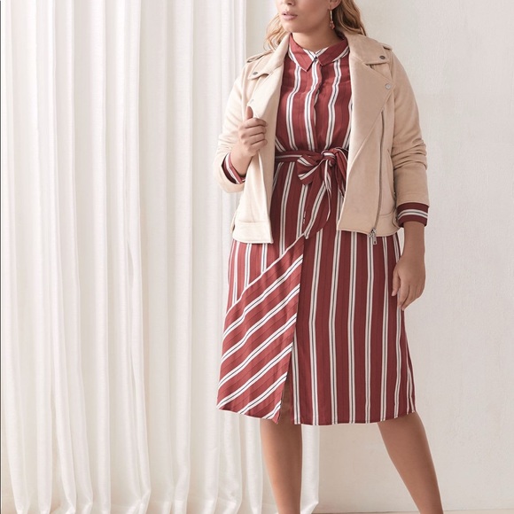 Addition Elle Striped Long Sleeve Dress - Red and White - Picture 4 of 5